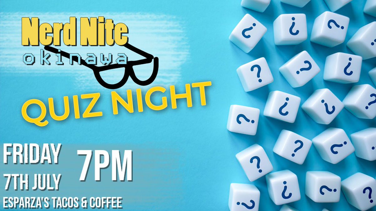 Don't forget, Nerd Nite Quiz is TONIGHT!
7pm, Esparza's Tacos &amp; Coffee

Come down, bring your team and get quizzy wit' it!