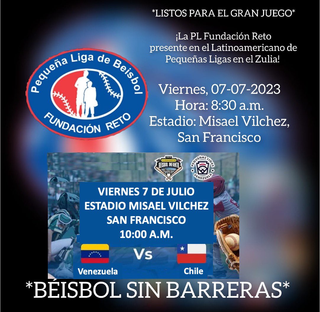 PLFundacionReto's tweet photo. Listos para el Gran Juego!!
@pequenasligasve 
@LittleLeague 
@LLBChallenger https://t.co/D9bxVn6Us4