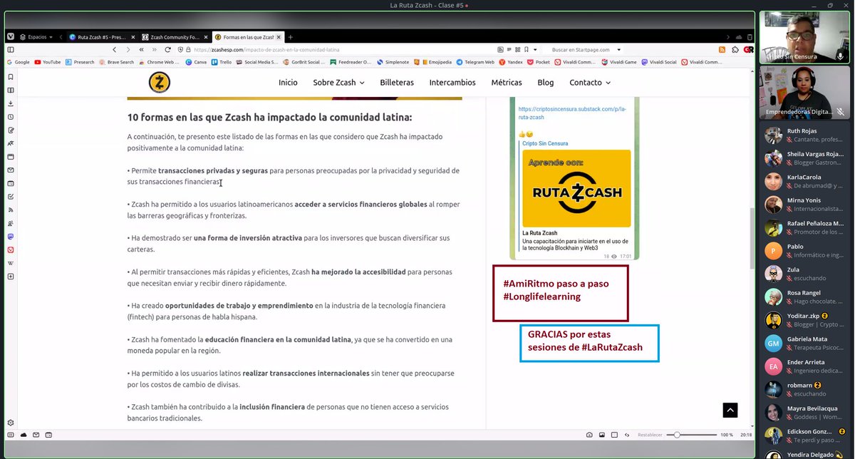 mirnayonis's tweet photo. #Excelente  muestra de oportunidades, es mi balance de #LaRutaZcash #Sesión5 
Aprendiendo #AmiRitmo 
Valiosos tips en "Formas en las que #Zcash ha impactado a la comunidad latina" - @ZcashEsp 
Gracias a @gordonesroo  @AuraBritoSM  
Atc: @mferna @Yhernandezbieli @malenapinto https://t.co/EObV5ZsF4K