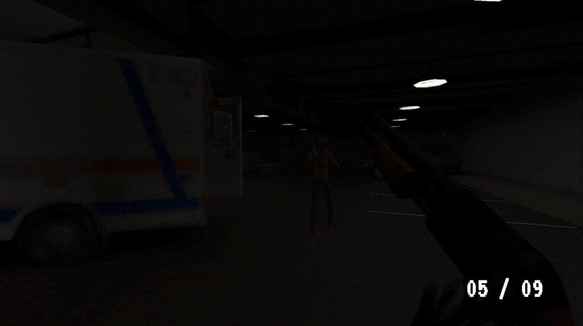 Currently developing a survival horror FPS inspired by Resident Evil and GoldSrc horror mods such as Cry Of Fear and They Hunger.