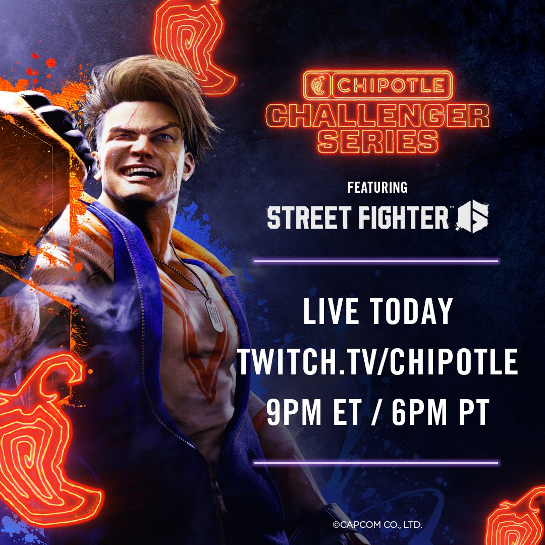 MLGPuckett's tweet image. We are 🚨LIVE 🚨 twitch.tv/Chipotle

Come feast with us. So pumped to finally broadcast with the OGs @jchensor @IFCYipeS

@Chipotle Challenger Series with its Street Fighter 6 debut!
 2v2 battles ft players like @NuckleDuDang, @Chris_Tatarian,  @PunkDaGod and more!