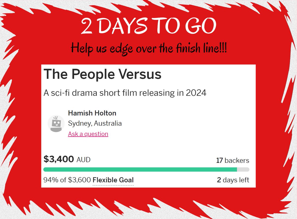 Only 2 days to go on our crowdfunding campaign!!

Help edge us over the finish line! The support so far has been overwhelming! Even a few dollars will be hugely appreciated 

LINK IN BIO

#shortfilm #cinema #studentfilm #filmstudent #sydneyfilmmaker #sydneyfilm #jmcacademy