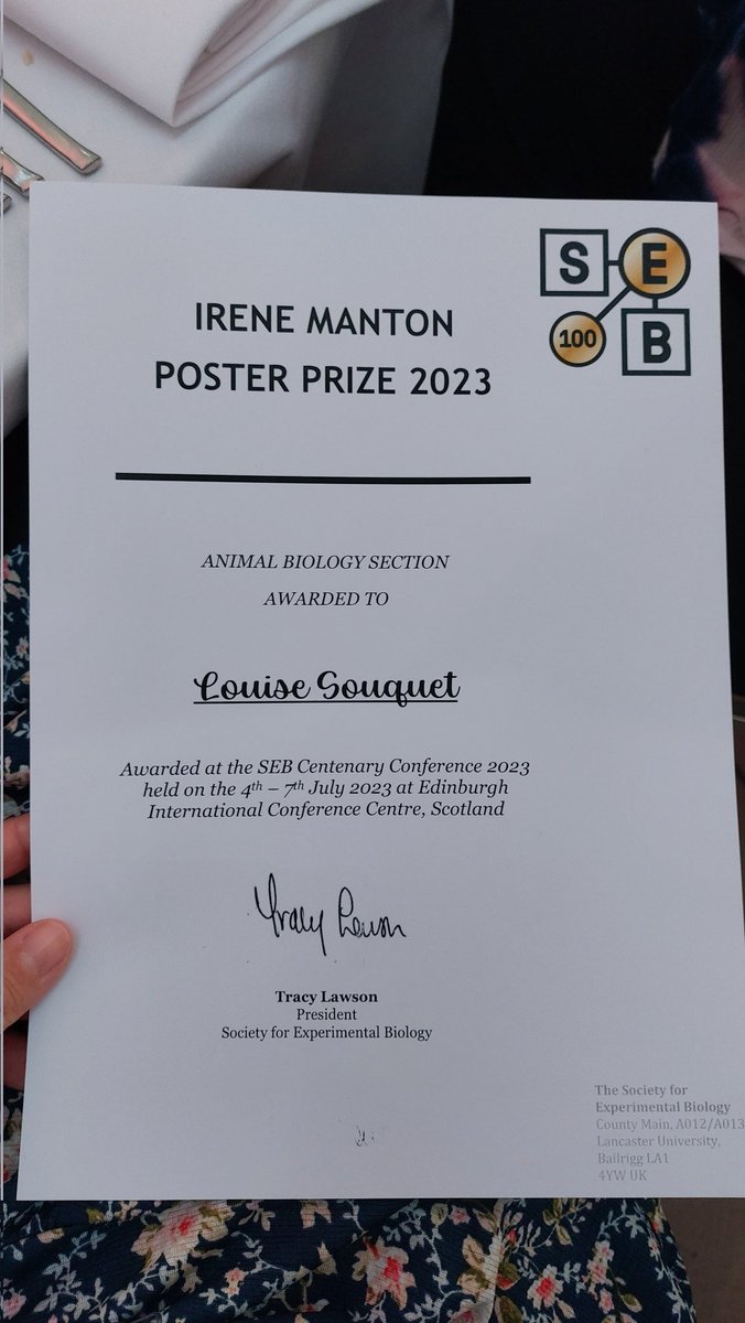 Huge thanks to @SEBiology for awarding me the Irene Manton award for best poster! I am so grateful for all my wonderful collaborators, and especially my amazing student Simeng Wang who worked very hard on this project #SEBconference