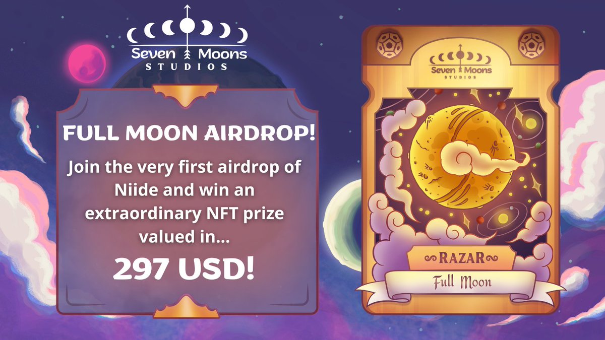 NiideSevenmoons's tweet photo. Join our first Airdrop and discover Niide's Zealy!

https://t.co/84M1d17Yup

#Airdrops #NFTGiveaway #CryptoGaming #NFTCommunity #CryptoAirdrop #GamingGiveaway #PlayToEarn #NFTs #matic #Polygon #Zealy #USDTGiveaway https://t.co/1XlJXD90ch