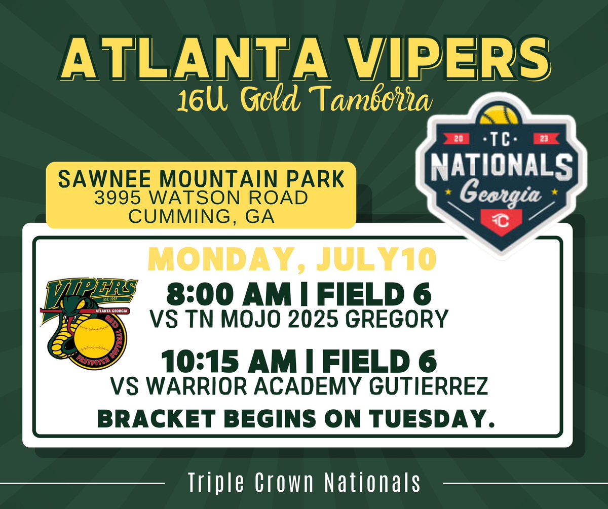 We are back in action Monday AM at <a href="/TCSFastpitch/">TC Fastpitch</a> Nationals in Cumming! Check us out!
#pressureisaprivilege #betheonepercent