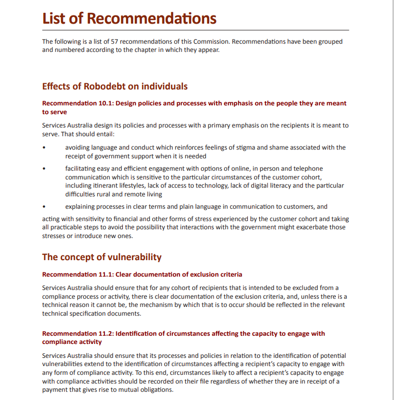 JeremyPoxon's tweet photo. The #RobodebtRC report, with its list of 57 recommendations, has been tabled: https://t.co/mLajGHBM5a https://t.co/7ngL01ysRB