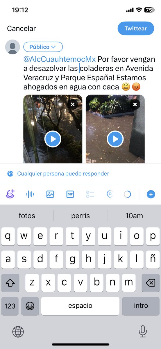 IreneMuiz5's tweet photo. @lopezdoriga @AlcCuauhtemocMx @SandraCuevas_ Por favor vengan a desazolvar las coladeras de Avenida Veracruz y parque España. Estamos ahogados en agua con caca. https://t.co/Vvq0Upfgph