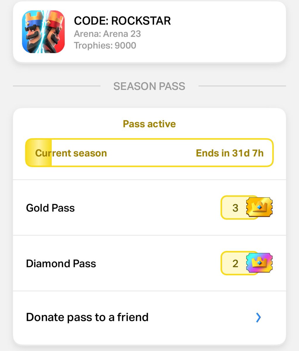 Rockstar_YT's tweet image. Haré pequeñas dinámicas esta semana para regalarles pases royale 👀

Aquí les va el primer pase diamante! 🎟️💎

Solo síganme y den rt a este tweet ♥️

Si eres de los que compran pase apoyarías mucho las dinámicas usando mi CODIGO Rockstar en la tienda ♥️

#ClashRoyale 👑