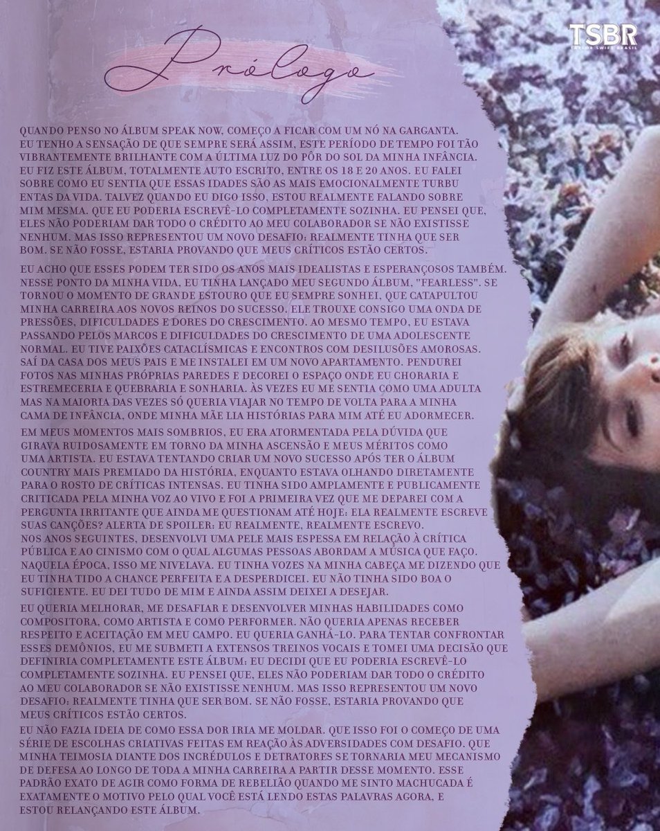 taylorswiftbr's tweet photo. 🚨 EMOCIONOU!

Em um de seus mais honestos e emocionantes prólogos, Taylor Swift revela como foi lançar o "Speak Now" em 2010 e as pressões de ser uma jovem adulta. 💜 https://t.co/qLyLcgsXxL