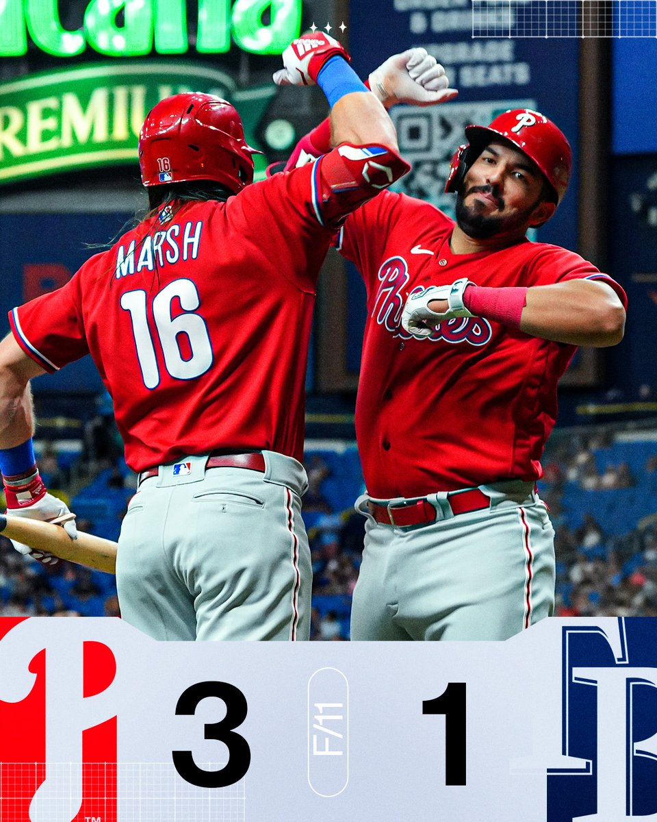 The <a href="/Phillies/">Philadelphia Phillies</a> complete the first sweep by a visiting team at Tropicana Field this season.

They've won 12 straight road games!