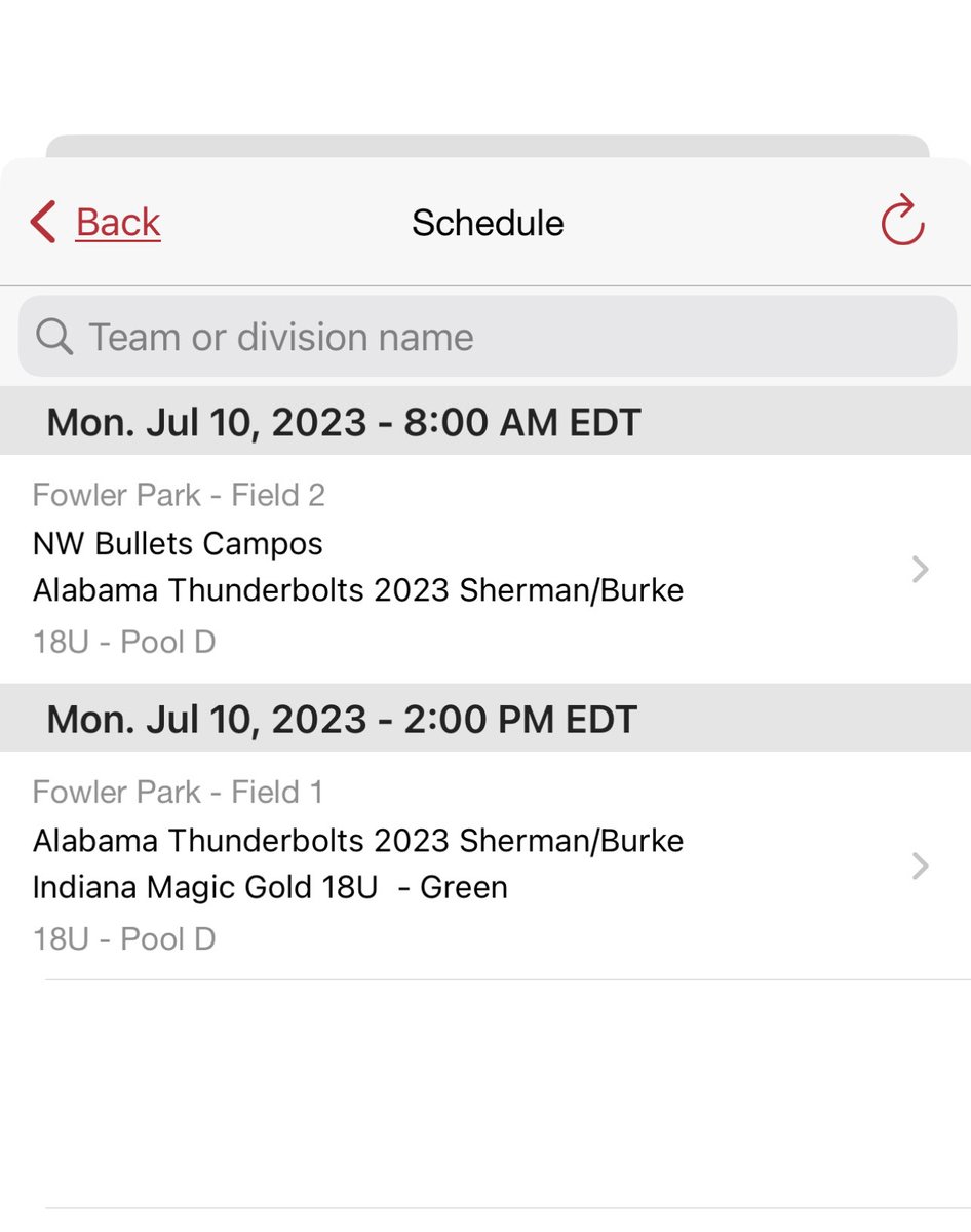 ⁦<a href="/TCSFastpitch/">TC Fastpitch</a>⁩ Nationals schedule!
