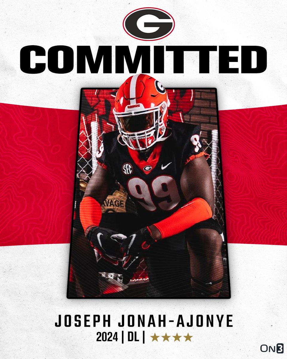 Rivals's tweet photo. 🚨BREAKING🚨 4-star DL Joseph Jonah-Ajonye has committed to Georgia🐶
He is the No. 38 prospect in the On300❗️
More from @samspiegs: https://t.co/P8JqPlqaKf https://t.co/HZhy2pUmmZ