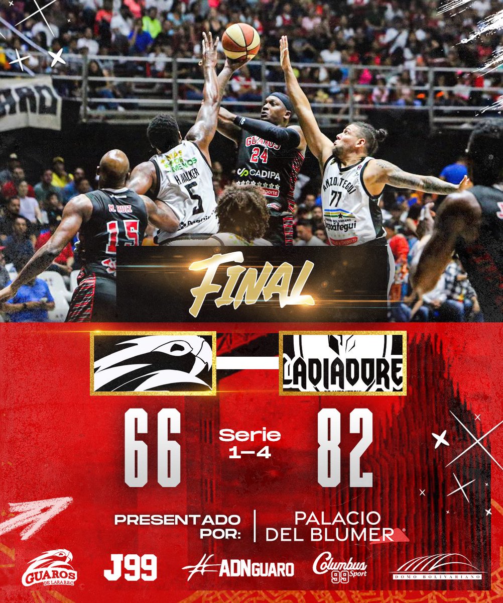 Resultado final en el Domo Bolivariano 🏀

De esta manera culmina nuestra participación en la SPB 2023 ✊

Presentado por @palaciodelblumer.ve 

#Guaros | #ADNGuaro | #GuarosDeLara