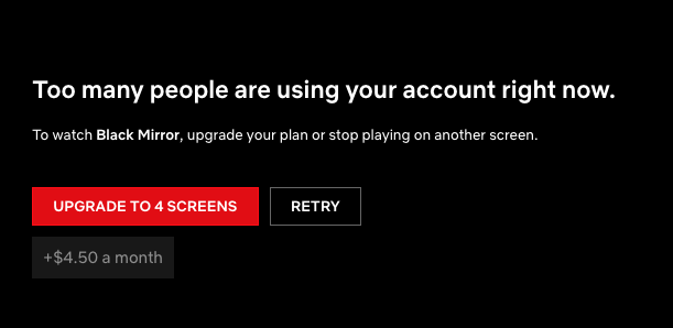 amazhang's tweet photo. @netflix I pay for two devices at a time which based on your "manage access and devices" is what I currently have. Why are you blocking me? One of these two pages is wrong. https://t.co/czyCiPpq8A
