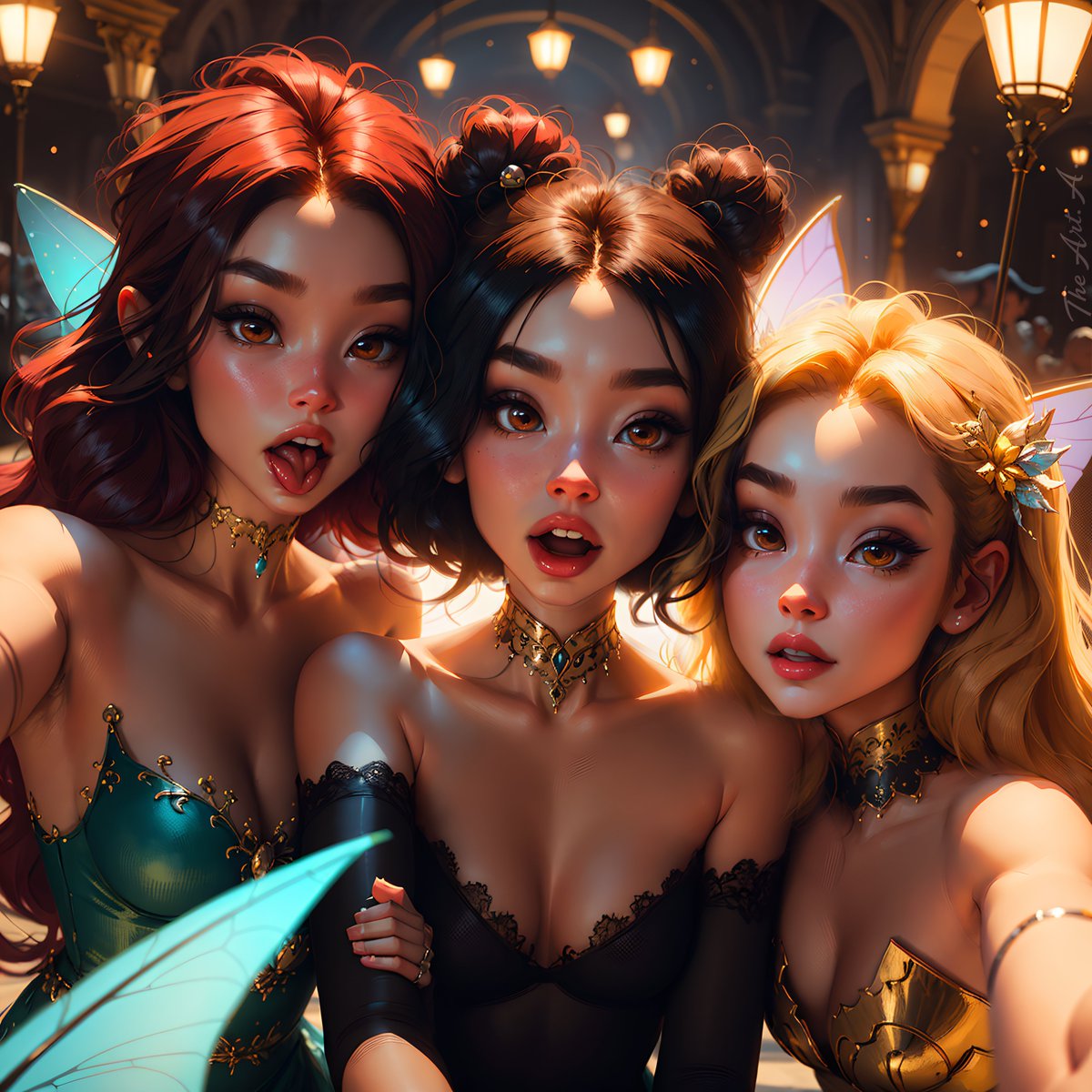 TAalgorithmist's tweet image. Elegant fairies 🧚‍♀️📷#beautifulgirl #digitalart #digitalartwork #digitaldrawing #digitalillustration #disney #fairy #fairytail #fantasyart #fantasycharacter #fantasygirl  #illustration #painting #portraitgirl #princess #selfie #woman #beautywoman #aiart #detailedartwork