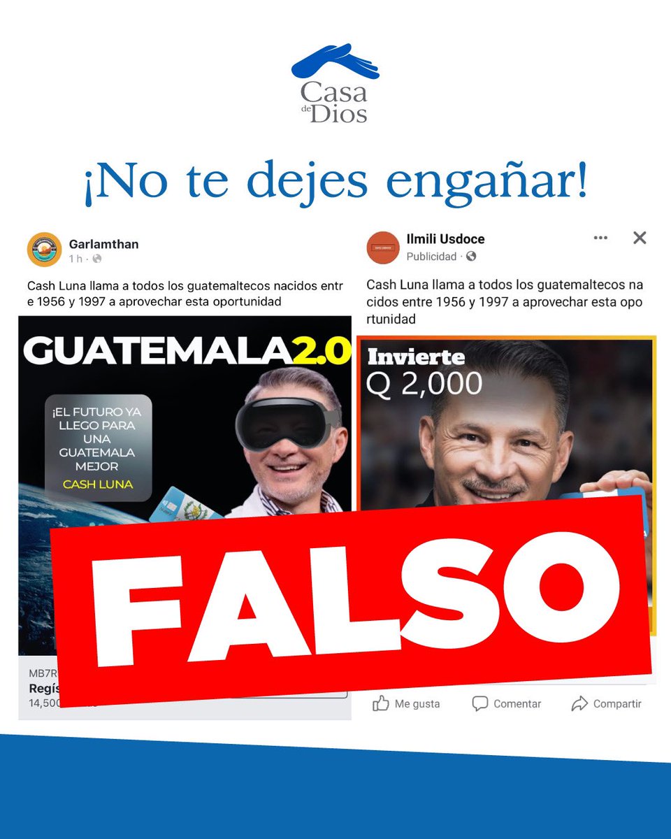 PastorCashLuna's tweet photo. ¡No te dejes engañar! 🚨

El fraude a través de las redes sociales es cada vez más común. Cash Luna NO solicita donaciones de ningún tipo ni autoriza hacerlo en su nombre a través de redes sociales, mensajes directos, Messenger, WhatsApp o Telegram. 🙌🏻 https://t.co/LiRxJuDHeZ