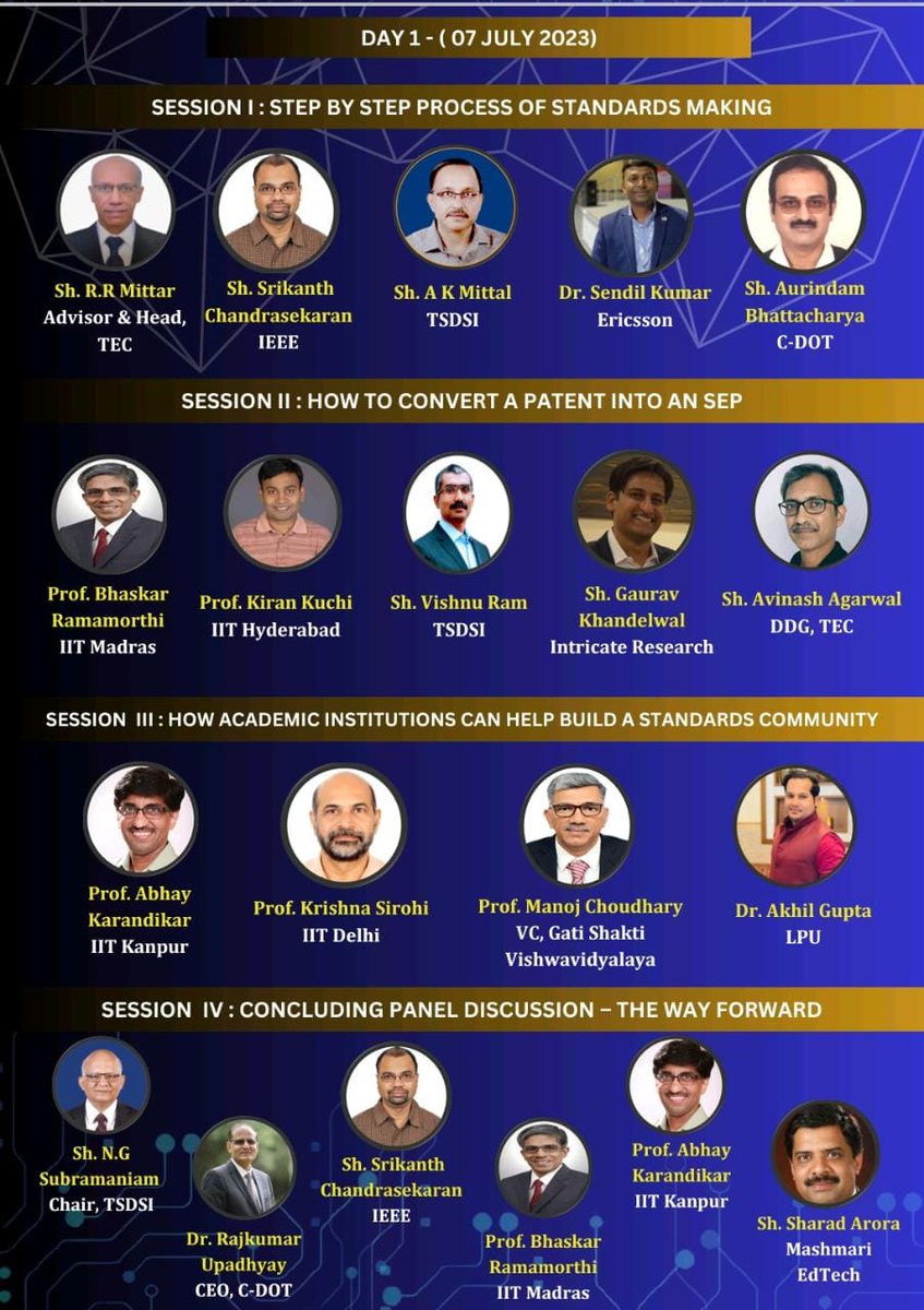 DoT_India's tweet photo. Today, TEC @DoT_India in association with C-DoT &amp; TSDSI, is organizing a "National Workshop on Enhancing Indian Participation in Telecom Global Standards Bodies" . 
Watch eminent speakers deliberate live at👇
https://t.co/lEzA1FcsPB https://t.co/rnaqPjhhsi