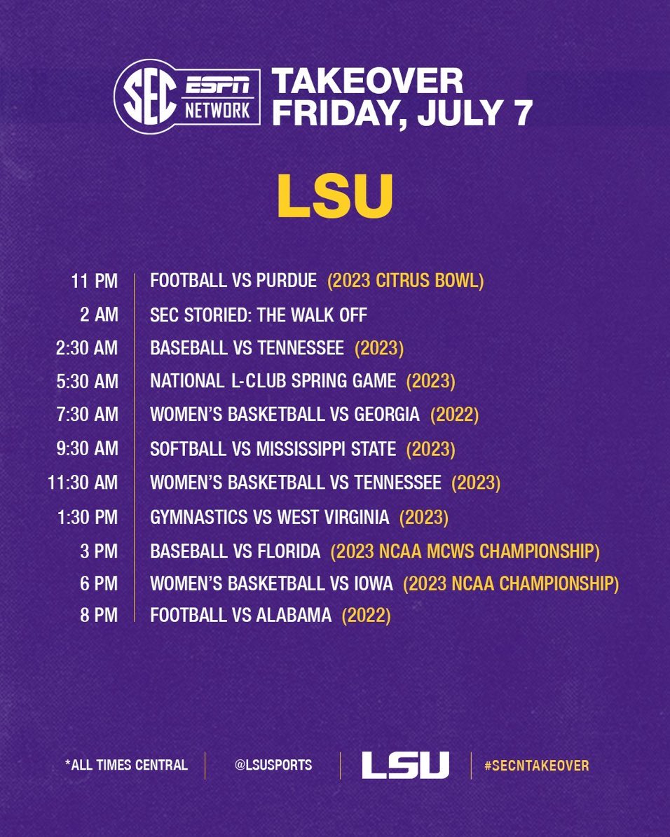 DSports24's tweet photo. #LSUTakeover on @SECNetwork #GeauxTigers๐
#LSU https://t.co/w3JFnaE4Oj