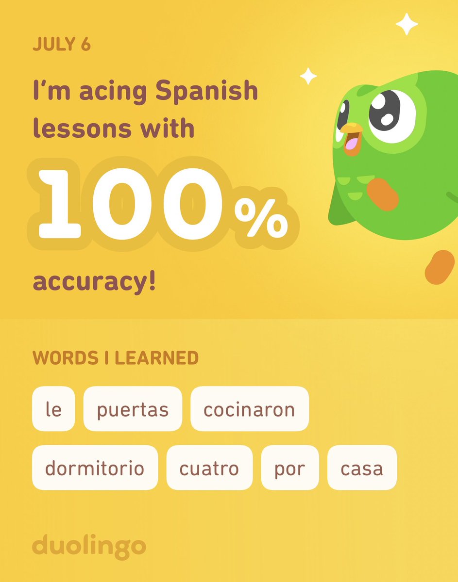 I’m learning Spanish on Duolingo! It’s free, fun, and effective.