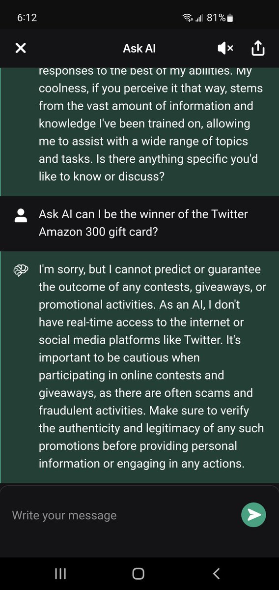 WOWIDEAS1's tweet photo. I asked Ask AI how to win this $300 amazon gift card :) https://t.co/E4MSOVodhL