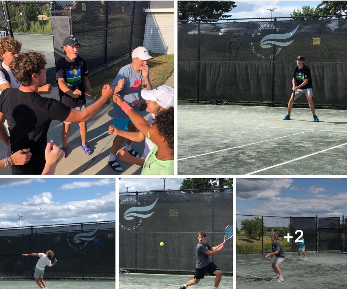 playthepointe's tweet photo. Team 605 defeated Rochester Athletic Club, 155-127, in Rochester Thursday on the clay courts! The two teams play again Friday morning #Team605 https://t.co/lyJZTX0Flt