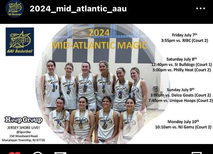 Check out my schedule for this weekends Hoop Group tournament at Sportika! <a href="/MagicAAU/">MA Magic AAU</a>
