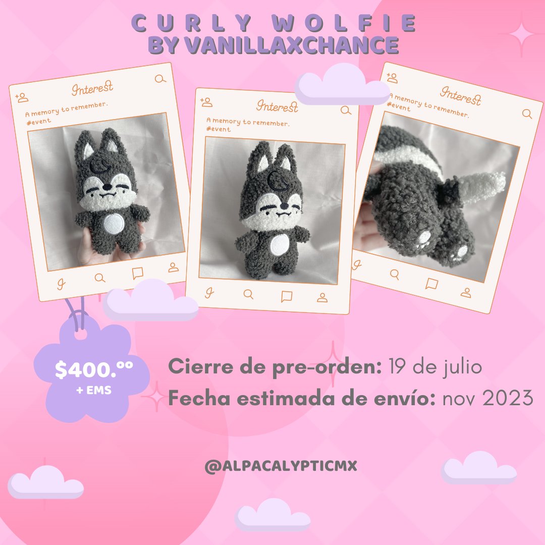 alpacalypticMX's tweet photo. 🛒 CURLY WOLFIE G.O. 🛒
designed by @vanillaxchance 
ㅤ
🌎 𝙉𝙊 𝙞𝙣𝙘𝙡𝙪𝙮𝙚 𝙀𝙈𝙎.
ㅤ
💰$400.°°
ㅤ
📅Fecha de cierre:
ㅤ 19 de julio, 17:00 hrs, México centro (UTC-6).
ㅤ
⚠️Realiza tu pedido llenando el siguiente formulario:
 https://t.co/e6rop5pDZz https://t.co/oQ0hgzyBKe