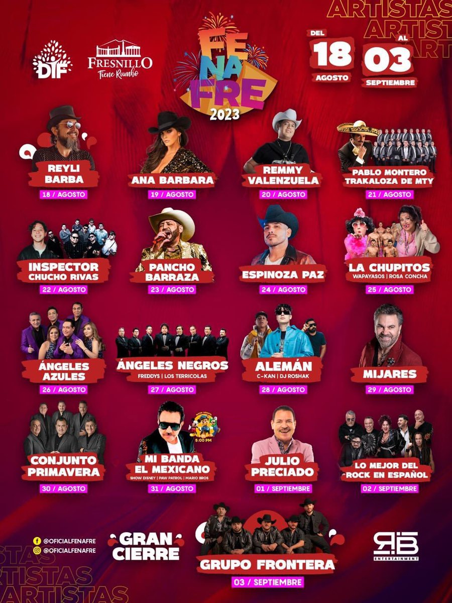 TCRivasOficial's tweet photo. .@chucho_rivass estará presente en la La Feria de Fresnillo, Zacatecas.🙌🏼🎡
¡#4y3TOUR llega a la #FENAFRE y estará buenísimo!🤍 https://t.co/AlSAHt3y6d
