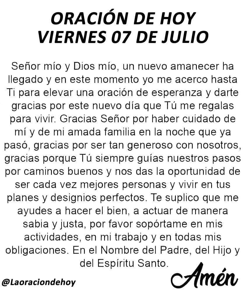 laoraciondehoy's tweet photo. Oración diaria para hoy viernes 7 de julio de 2023 https://t.co/979PCGxqiQ