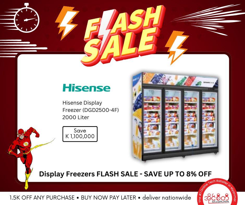 ⚡Display Freezer Flash Sale ⚡

SAVE UP to 8% OFF

🛒 Shop Now » rb.gy/o8ysy 

❣️Enjoy Shopping❣️
Team ICT.com.mm
#ShopICT #Myanmar #1OnlineTechRetailer 
#DisplayFreezer #FlashSale