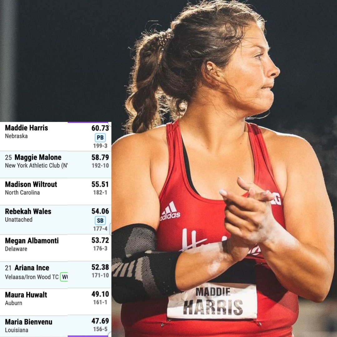 🚨@maddie00harris GOES BIG!

She cracks 60m for the first time to win her first US Javelin Title- 60.73m🔥🔥🔥

@NUTrackandField