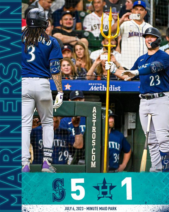 Mariners win! Mariners 5, Astros 1 July 6, 2023 - Minute Maid Park
