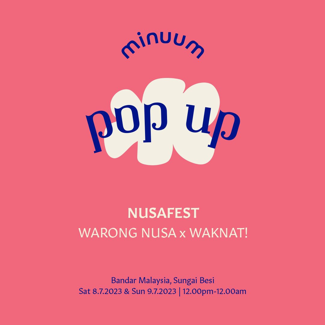 minuumkl's tweet photo. Our comeback in event is real guys!

It’s been awhile since we’ve joined event and now we are back at NusaFest 2023.

If you miss us, come find our booth this weekend from 12pm-12am 😎 https://t.co/2iZgcUdWYt