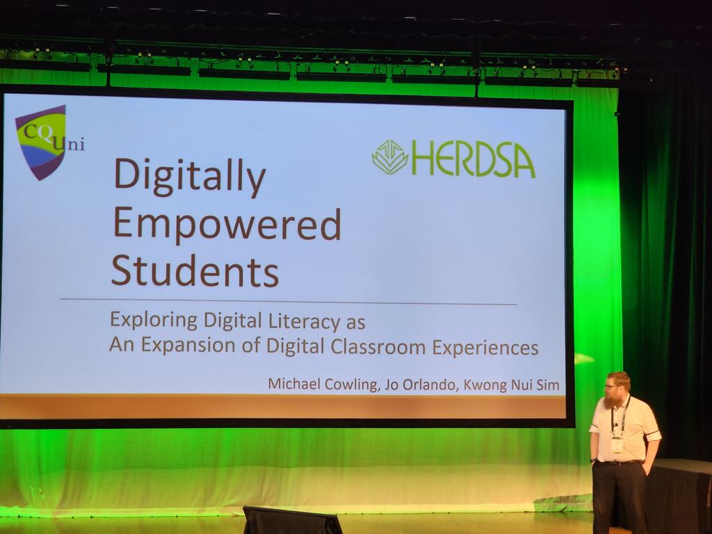 Sarah-Jane Gregory (@sj__gregory) on Twitter photo So excited to hear about <a href="/macowling/">Michael A. Cowling - Professor Tech</a> from <a href="/CQU/">CQUniversity</a> latest work #HERDSA2023 Digital Literacies is so important & the difference between tictok, snapchat, thread, insta that don't translate to professional use of digital competencies So excited to hear about <a href="/macowling/">Michael A. Cowling - Professor Tech</a> from <a href="/CQU/">CQUniversity</a> latest work #HERDSA2023 Digital Literacies is so important & the difference between tictok, snapchat, thread, insta that don't translate to professional use of digital competencies