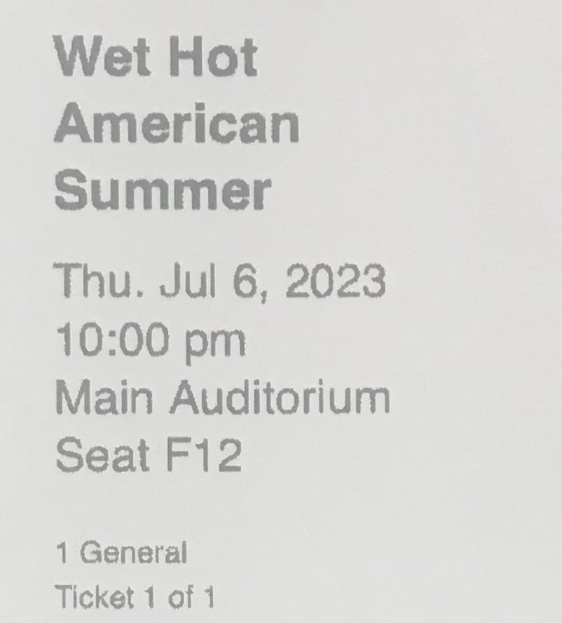 bdburmeister's tweet photo. After 22 years, I finally got my chance to see @davidwain’s masterpiece Wet Hot American Summer on the big screen. If you’ve never seen it, do yourself a favor and do so. The timeless performances by @michaelianblack, @KenMarino, and @JoeLoTruglio will live in your heart forever. https://t.co/xyHR6Cx78E