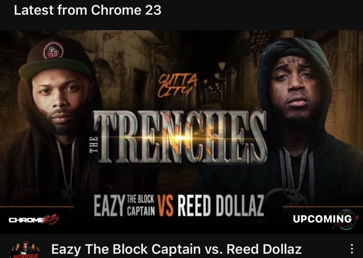 EazyTBCupdates's tweet photo. ‼️New Battle Drop Alert‼️
#EAZY VS #REED
Tomorrow at 8pm ET |
LIVE on @ChromeTwenty3 YouTube
https://t.co/C8Y7SBR0gf
@Eazyblockcapt Vs @Rambo_Reed215 #TheTrenchesCard #TheTrenches #TheresNoPlaceLikeChrome #Chrome23 #eBloc #RemyMafia https://t.co/9vx6dIynid