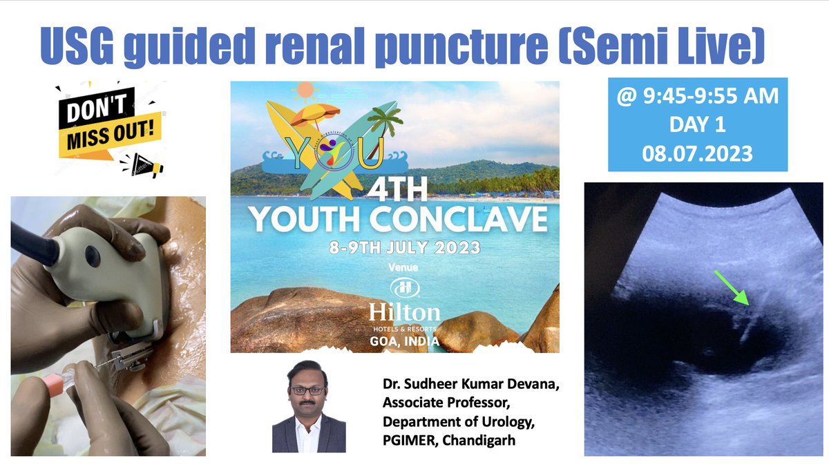 Don't miss out the semi live session on #Ultrasound guided renal puncture during day 1 of YOUTH CONCLAVE 2023. @YouthUSI @usioffice