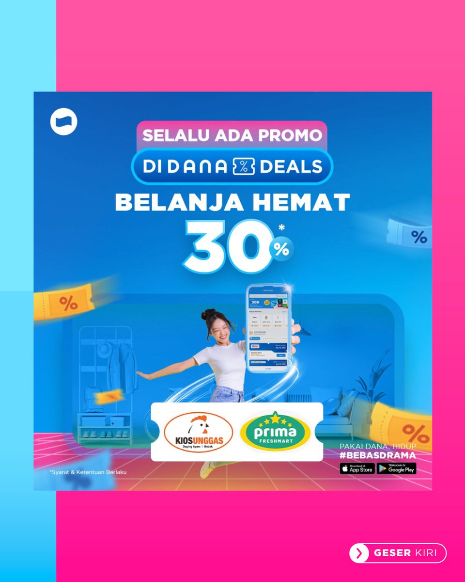 danawallet's tweet photo. Hari Jumat selalu happy karena udah mau weekend, di combo dengan promo dari DANA! 🥳
Hari ini ada Diskon hemat 30% untuk kamu yang mau belanja di @kiosunggas.id dan @primafreshmart.id plus Diskon 50% buat kamu yang mau bayar BPJS Kesehatan! 👌 https://t.co/bxmh6uF27H