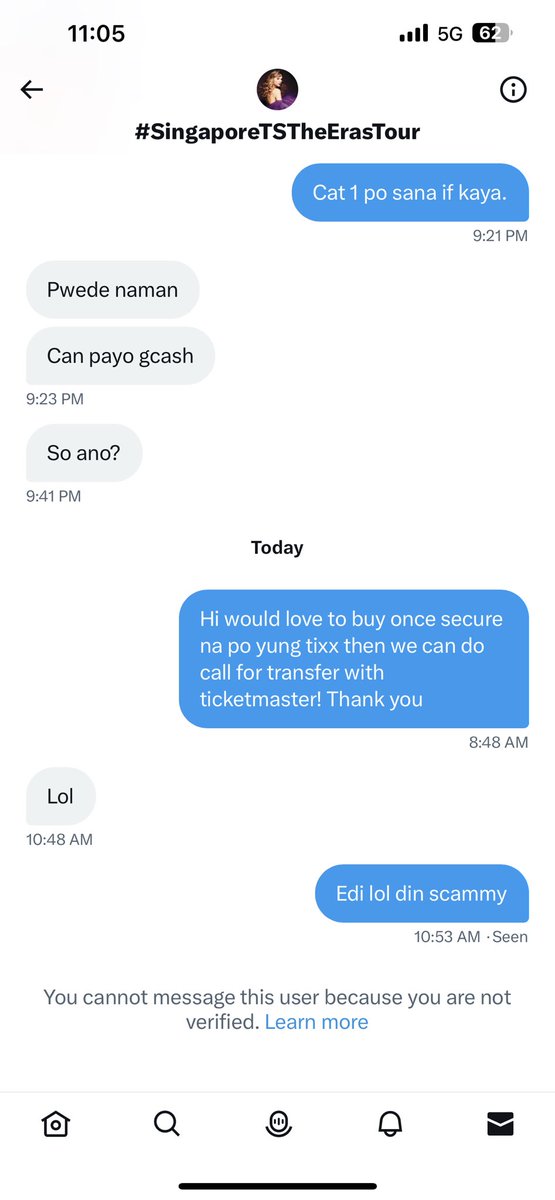 camuamonica's tweet photo. Be aware swifties!! Aga agang Scammy!!!

#SingaporeTSTheErasTour #TheErasTourSG https://t.co/VHh00XgPt5