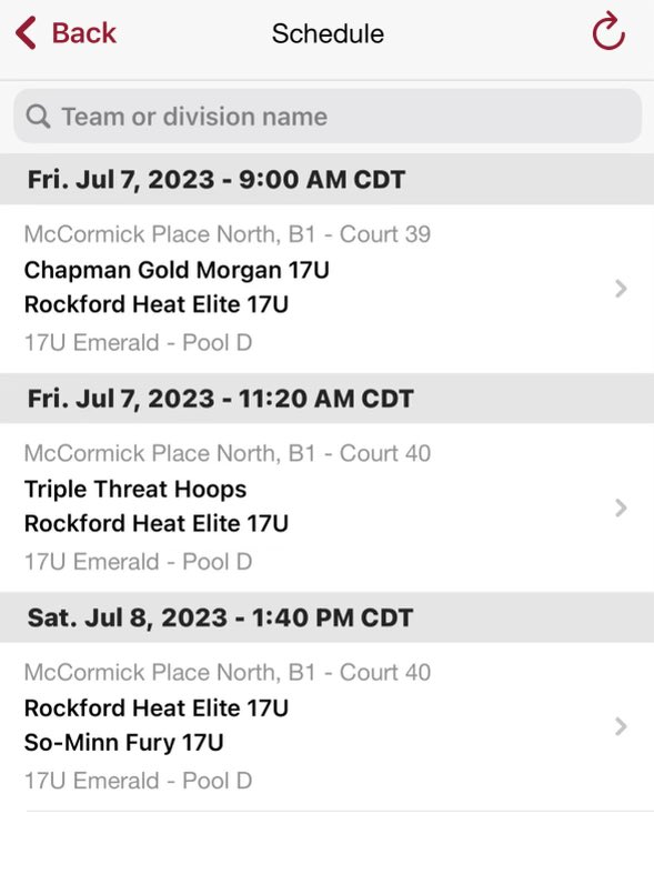Here is my schedule for the TOC! 

Rockford Heat #0 Taylor Burcham