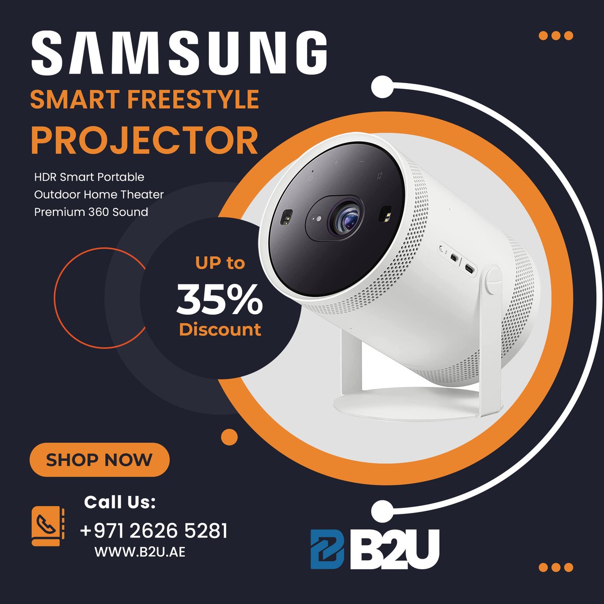 b2u_ae's tweet image. Versatile Projection: 
#SmartFreestyleProjector
#SamsungProjector
#ProjectionInnovation
#ImmersiveEntertainment
#PortableCinema
#WirelessProjection
#SmartLivingRoom
#ProjectorTech
#HomeTheaterExperience
#FlexibleProjection
#CreativeVisuals
#WirelessScreening
#ProjectorMagic