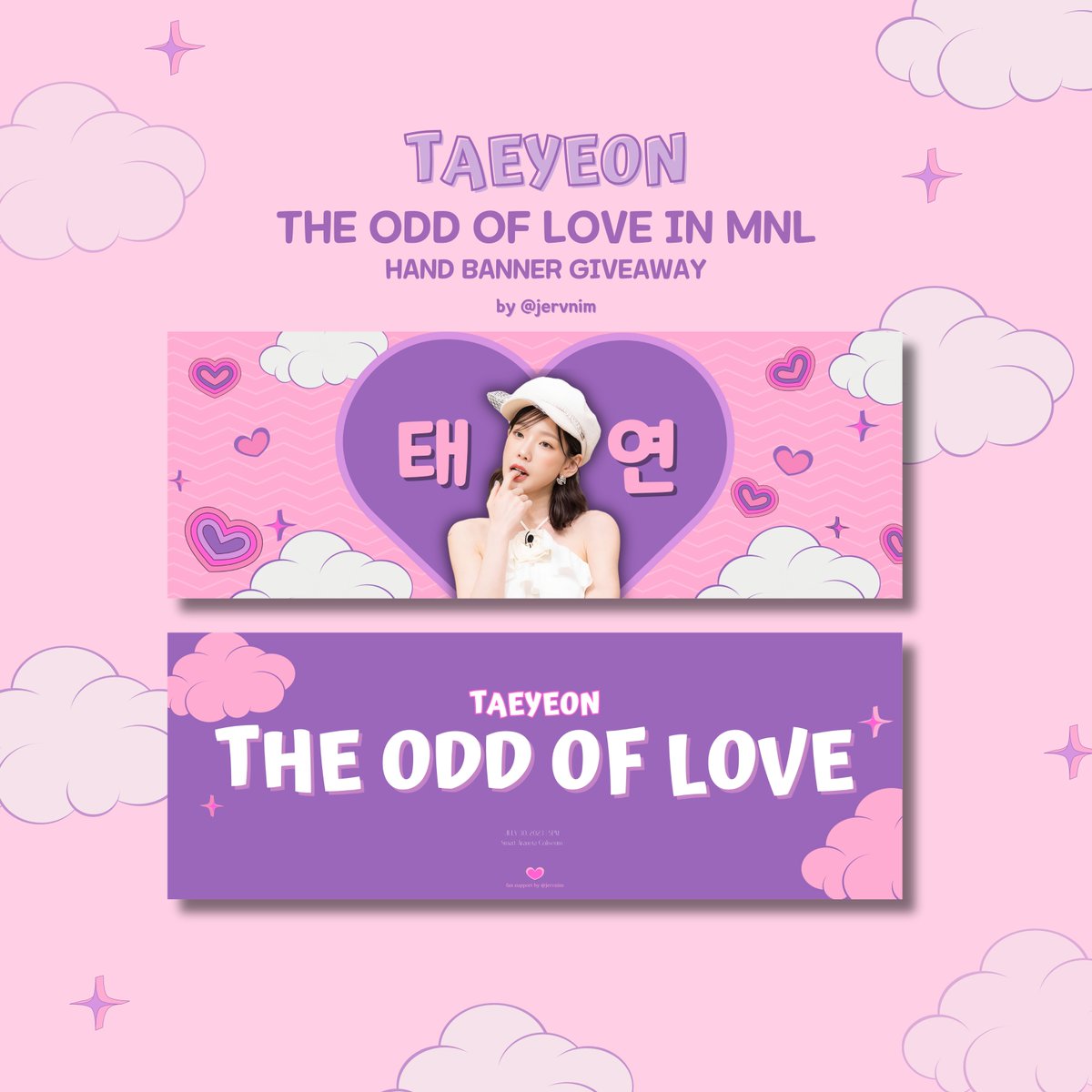 sunfearsme's tweet photo. 🌸hi, sones! my taeyeon banner fan support for #TheODDOfLOVE_in_MANILA is here. 💜

see you! 💗

#TAEYEON #TheODDOfLOVE_in_MANILA https://t.co/6U3q7lQ9uL
