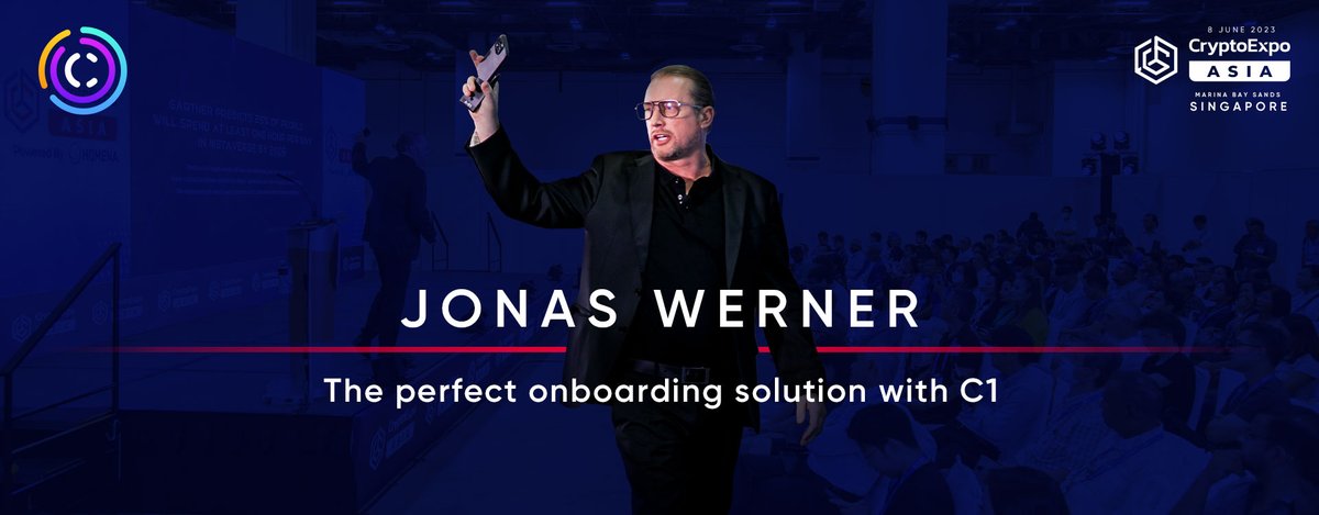 At the #CryptoExpoAsia held in Singapore, C1 founder Jonas Werner showcased the benefits of the unique C1 onboarding model. 
C1 is in the perfect position for the onboarding of new products and services, with our built-in membership  nearing 60 million. vimeo.com/843181206/0963…