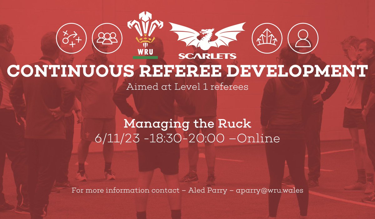 Calling all <a href="/WRU_Community/">WRU Community - Wrth galon y genedl</a> level 1 referees. 5 CPD opportunities for you to up-skill and gain further knowledge. Sign up via the wrugamelocker.wales