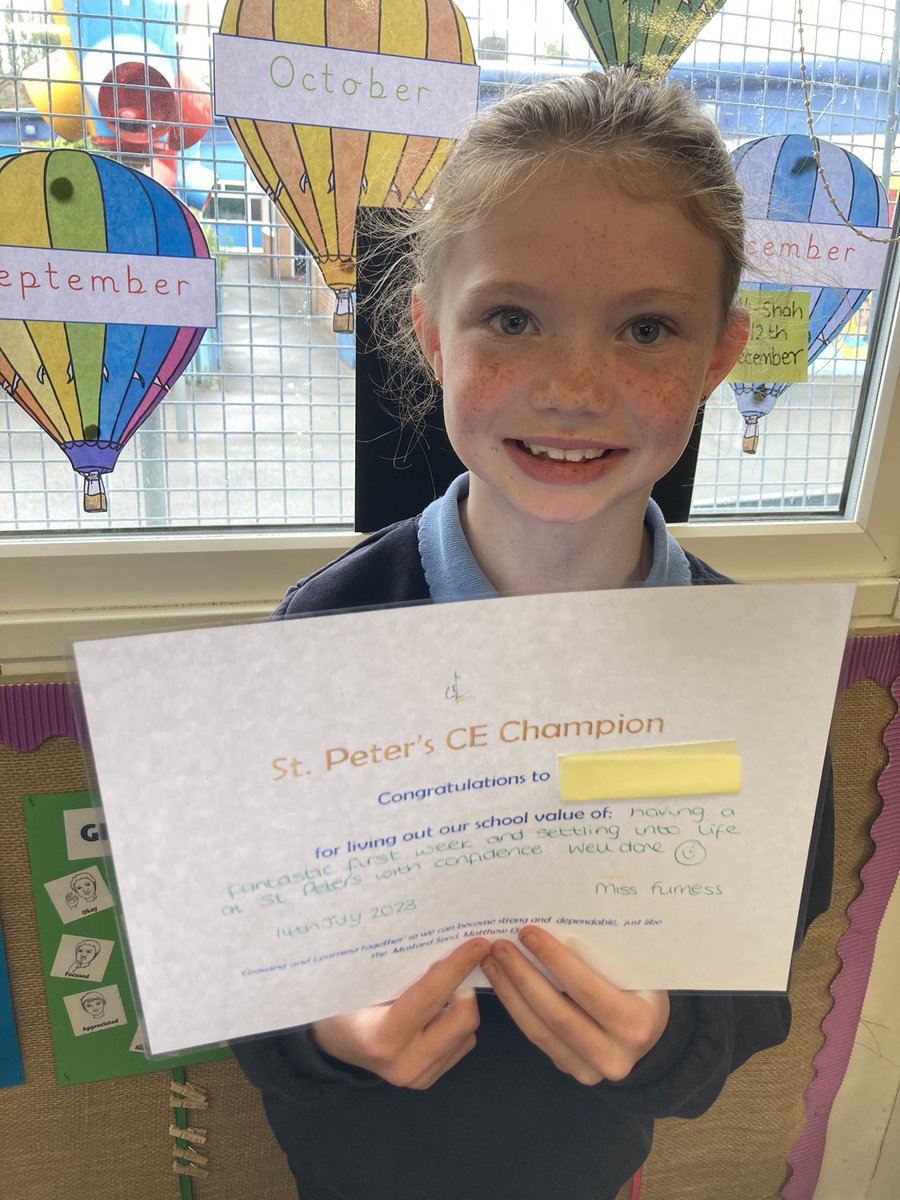 ⭐️💫 St Peter’s Champion 💫⭐️ this week has been chosen for having a fantastic first week at our school. This young lady has settled in so well, it already feels like she has been with us all year. Such an amazing start, well done 👏👏👏 #teamstpeters