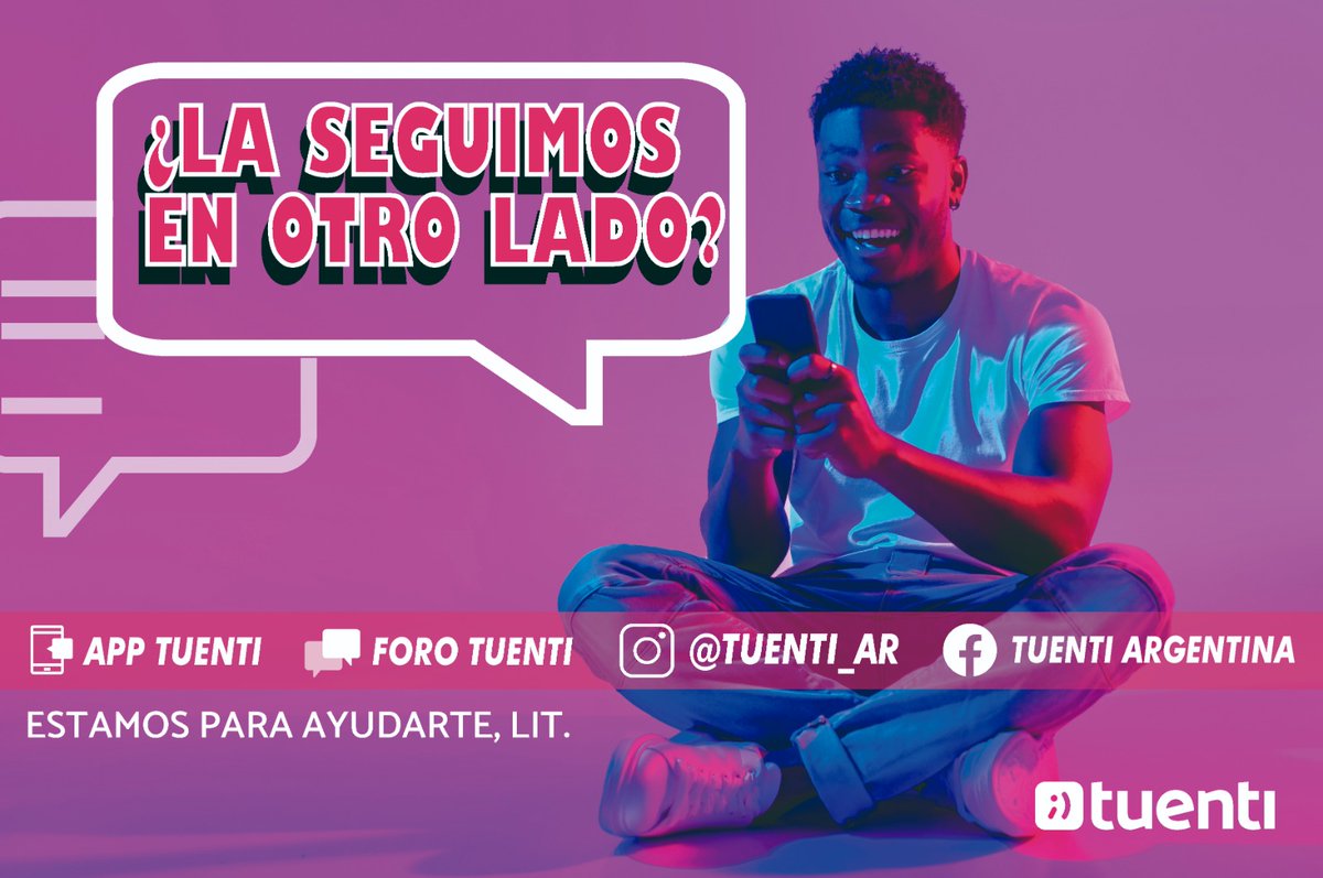 ⚠ Estamos teniendo algunos inconvenientes para responder los mensajes en Twitter. Acordate que también podes escribirnos por:
APP de Tuenti bit.ly/ChatAppTuenti 
Foro bit.ly/Foro_Tuenti  
IG bit.ly/InstagramTuenti 
FB bit.ly/FacebookTuenti