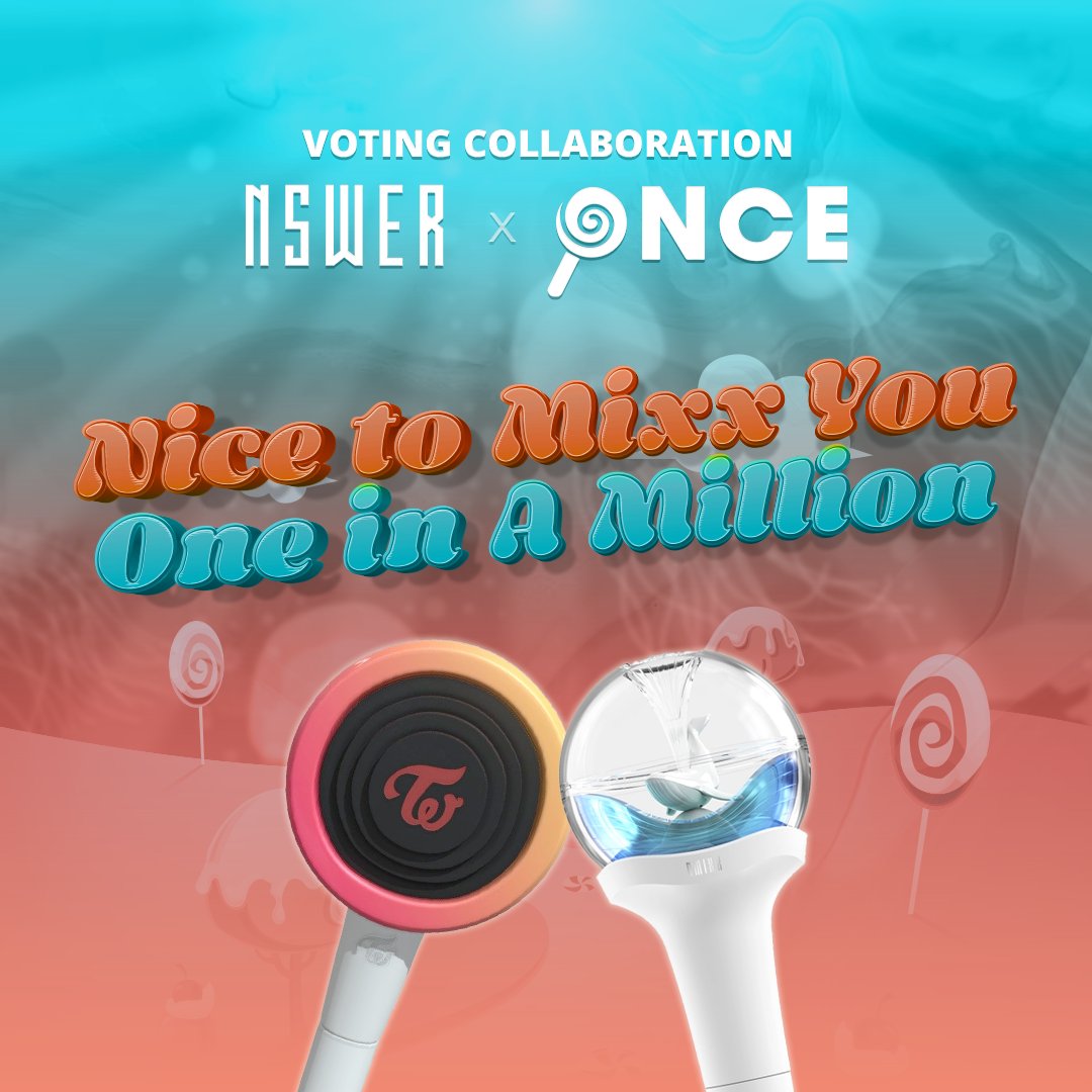 We are excited to present our voting collab 'Nice To Mixx You, One In a Million'!

Where NSWER and ONCE we will vote for NMIXX on Show Champion and then we will vote together again for Jihyo when she Debuts as a solo artist

Stay tunned for more👀