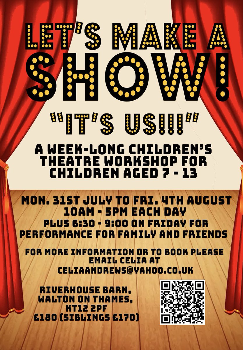 WoTTA (@prwotta) on Twitter photo Theatre workshops for your young thespians!!
<a href="/welovewalton/">Love Walton</a> <a href="/MattersMolesey/">Molesey and Walton Matters</a> <a href="/grovelandsfrogs/">@GrovelandsFroGS</a> <a href="/AshleySchoolUK/">Ashley CofE Primary School</a> <a href="/FOWO_WaltonOak/">FriendsofWaltonOak</a> <a href="/friendsofashley/">Friends of Ashley</a> <a href="/BurhillFoBS/">Friends of Burhill School</a> <a href="/togfriends/">Together Friends</a> <a href="/3RiversSurrey/">Three Rivers Academy</a> <a href="/radiowey/">Radio Wey</a> Theatre workshops for your young thespians!!
<a href="/welovewalton/">Love Walton</a> <a href="/MattersMolesey/">Molesey and Walton Matters</a> <a href="/grovelandsfrogs/">@GrovelandsFroGS</a> <a href="/AshleySchoolUK/">Ashley CofE Primary School</a> <a href="/FOWO_WaltonOak/">FriendsofWaltonOak</a> <a href="/friendsofashley/">Friends of Ashley</a> <a href="/BurhillFoBS/">Friends of Burhill School</a> <a href="/togfriends/">Together Friends</a> <a href="/3RiversSurrey/">Three Rivers Academy</a> <a href="/radiowey/">Radio Wey</a>