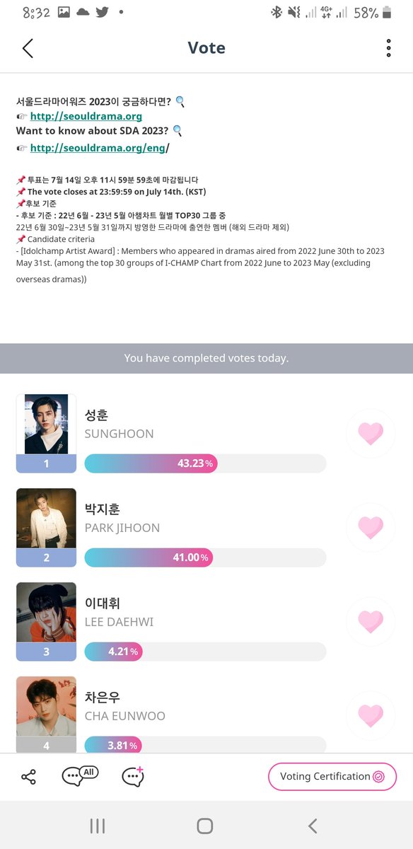 The gap is getting smaller now ..please cast your votes 

Thanks also to <a href="/jangkkungyaz/">rei</a>
For the donation ❤
promo-web.idolchamp.com/app_proxy.html…

[SDA 2023] IDOLCHAMP Artist Award

SUNGHOON IN THE LIMELIGHT

#VoteSUNGHOONonIDOLCHAMP
 #SUNGHOON #성훈 #엔하이픈 <a href="/ENHYPEN_members/">ENHYPEN</a>