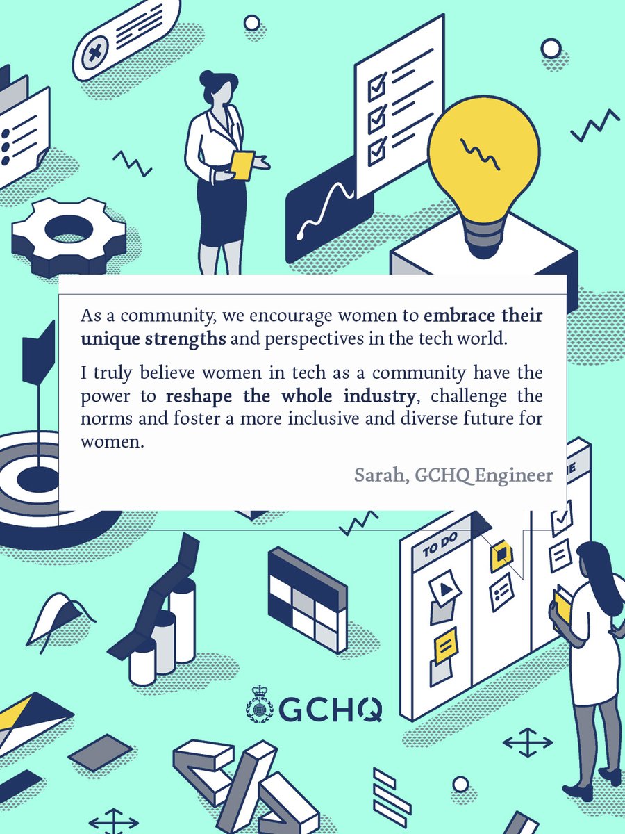 GCHQ's tweet photo. For #INWED23, Sarah wrote in the @newscientist about how the traditionally male engineering industry is changing and how her female colleagues have brought out the best in her.
➡️ https://t.co/BvNyLK9b7c
@INWED1919 https://t.co/z5xJrJPq9w